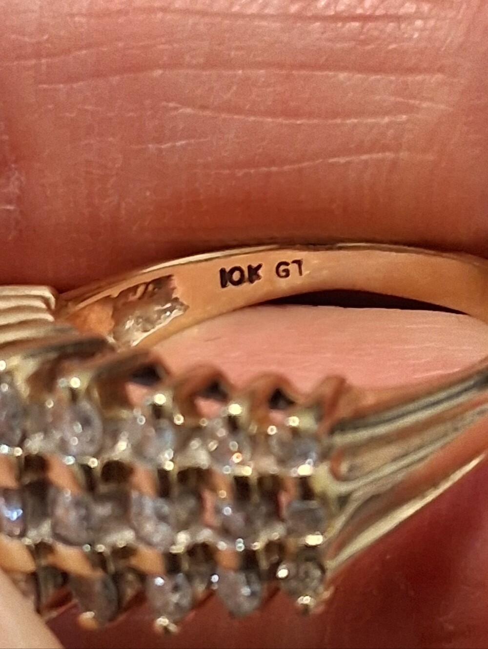 Yellow Gold Cluster Diamond Band - 10k Round Brilliant 1.10 ctw Ring Size 7 - Picture 7 of 9